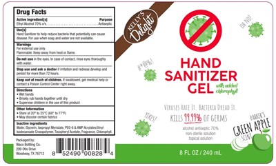 Green Apple Label.jpg Kellys Delight Green Apple Hand Sanitizer - Green Apple Label